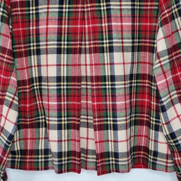 Wool Blend Plaid Jacket Size 14 Lined Cropped Tartan Blazer Festive Academia - Picture 6 of 15